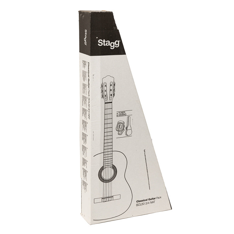 Pack Guitarra Clasica 3/4 Stagg SCL50 Natural con Funda y Afinador_07