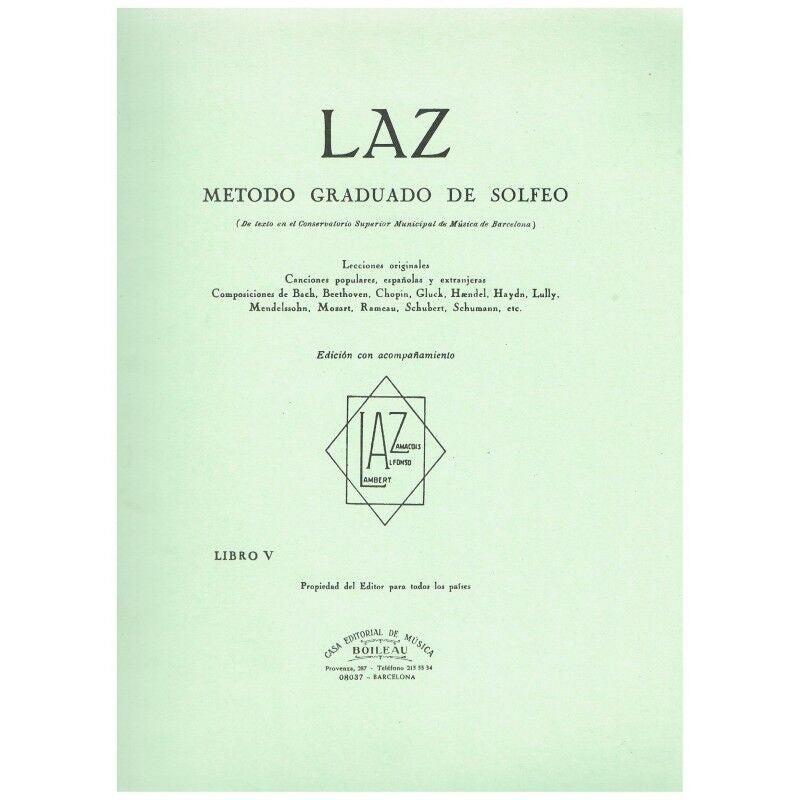 LAZ Método de Solfejo. Lambert Alfonso Zamacois. Vol. V