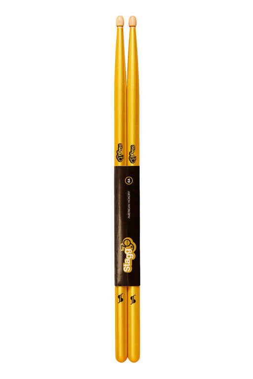 Baquetas Bateria Stagg Hickory 5A Punta Madera 30 Aniversario Doradas SHV5A-GD_01