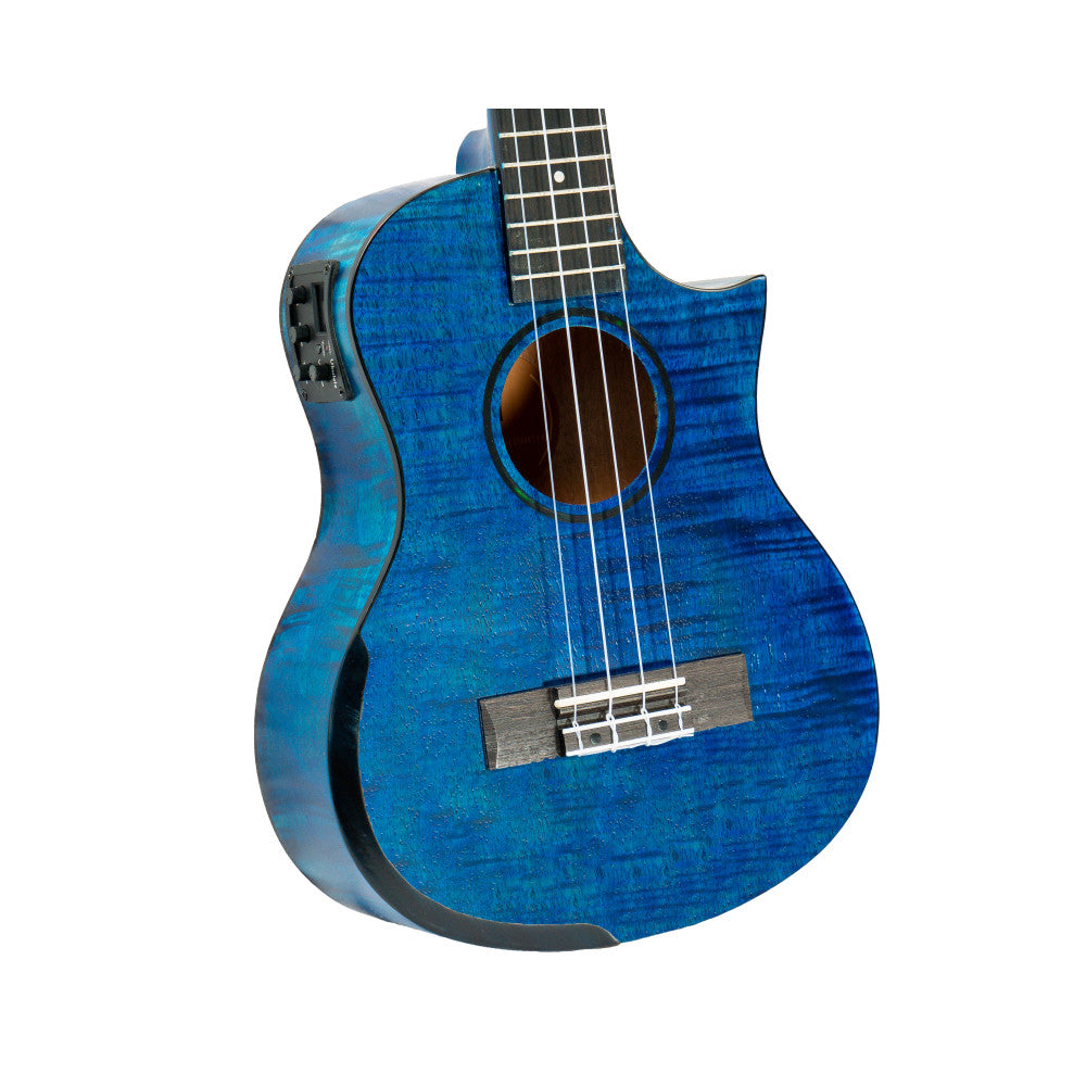 Ukelele Tenor Electrificado Bones SP640TE-BL Arce Azul Brillo Cutaway_03