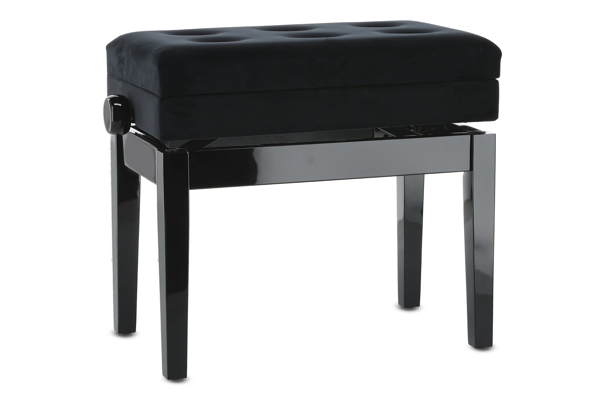 Deluxe Piano Bench with Compartment, Gloss Black