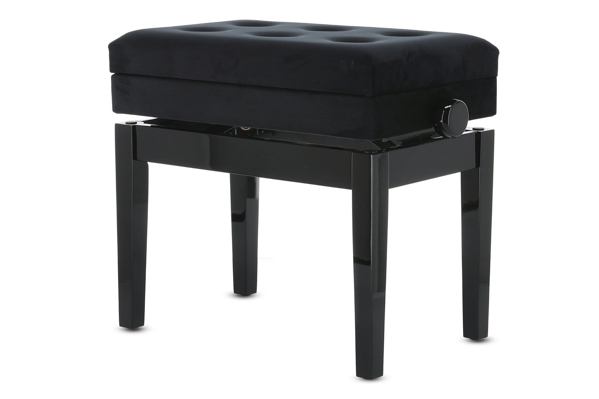Deluxe Piano Bench with Compartment, Gloss Black