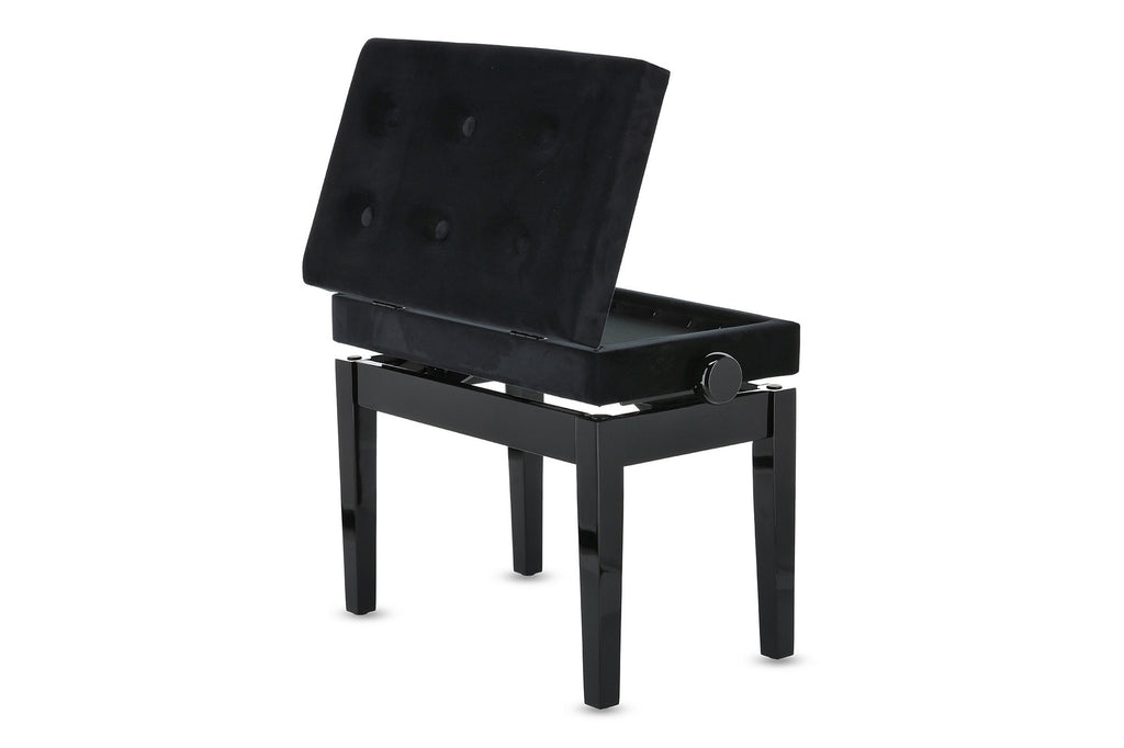 Banqueta Piano Deluxe Compartment Negro Brillante