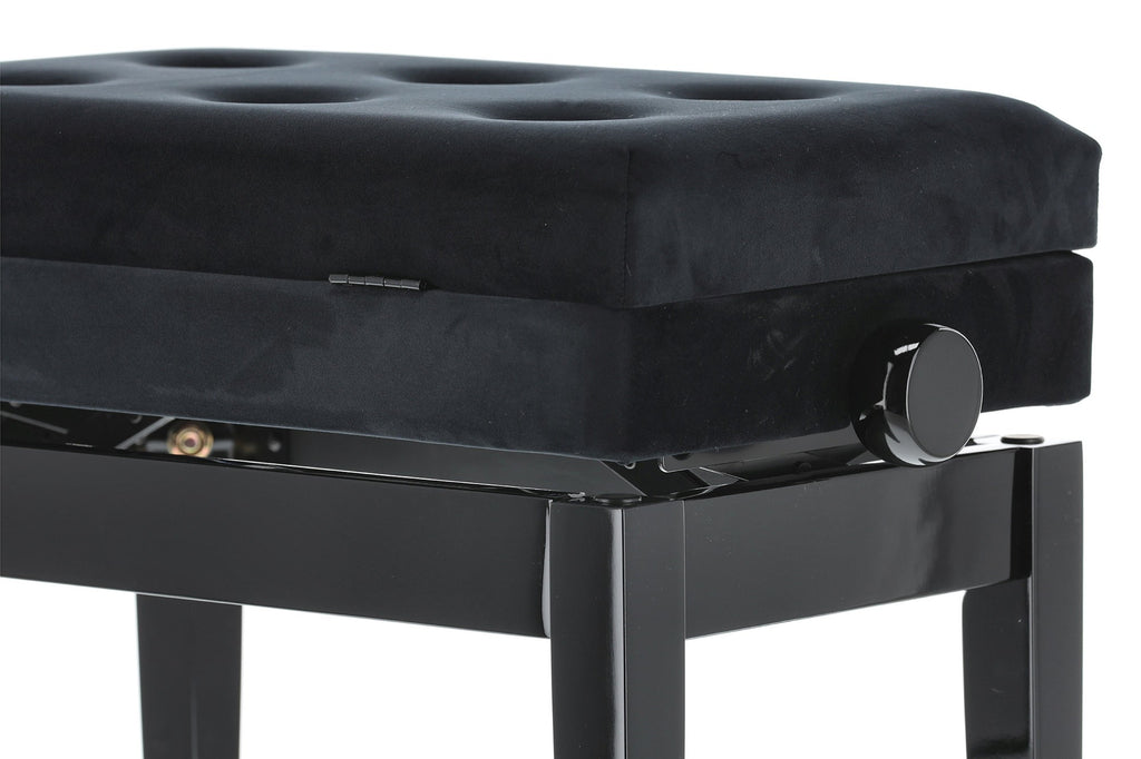 Banqueta Piano Deluxe Compartment Negro Brillante