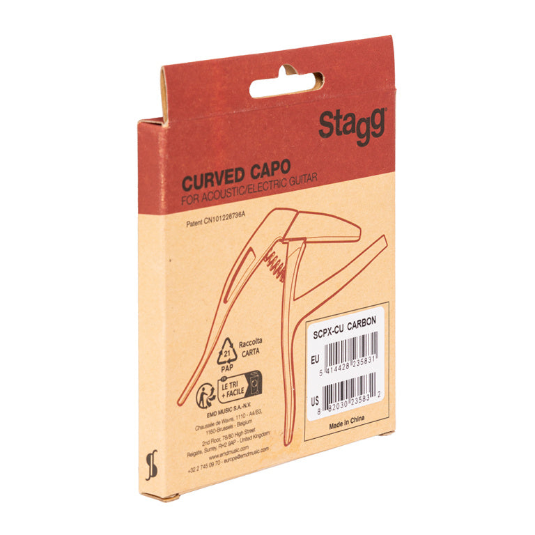 Cejilla Trigger Stagg Curva Guitarra Acustica y Electrica Imitacion Carbono SCPX-CU CARBON_05