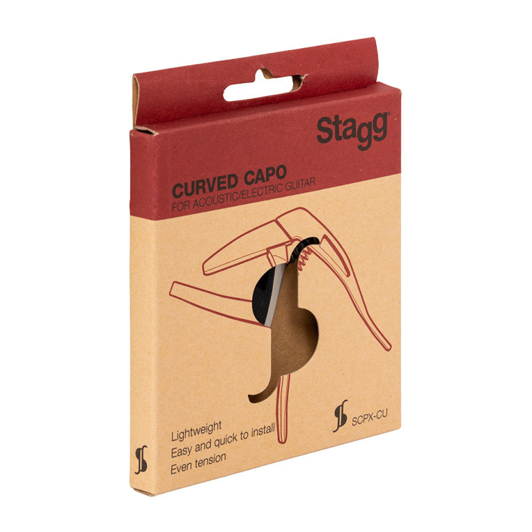 Cejilla Trigger Stagg Curva Guitarra Acustica y Electrica Beige SCPX-CU BG_04