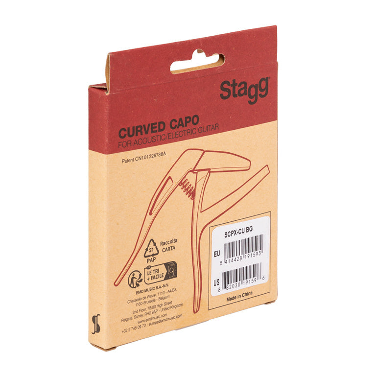 Cejilla Trigger Stagg Curva Guitarra Acustica y Electrica Beige SCPX-CU BG_05