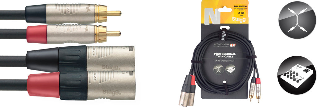 Cable Instrumento Stagg XLR - RCA 3m N-Series NTC3CMXMR