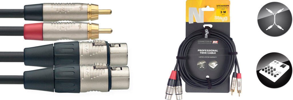 Cable Instrumento Stagg XLR - RCA 3m N-Series NTC3CMXFR