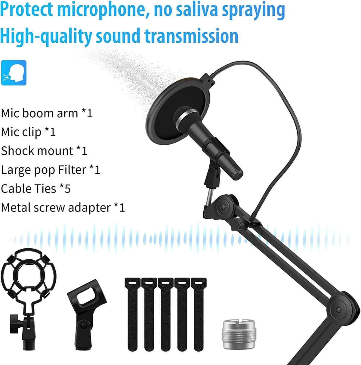 Soporte Microfono Guitto con Antipop Flexo 35cm