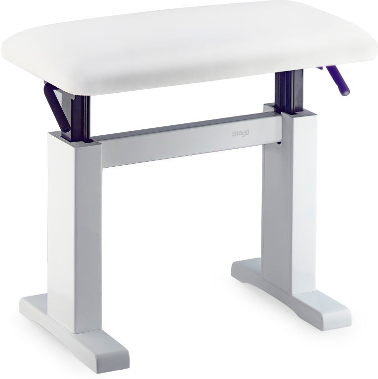 Banqueta Piano Hidraulica Stagg Blanco Mate Tapa Vinilo Blanco PBH 780 WHM SWH_01
