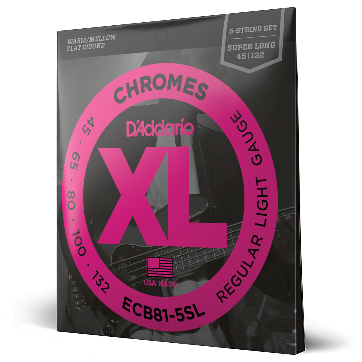 Juego Cuerdas Guitarra Bajo D'Addario 5 Cuerdas, Escala Super Larga Tension Blanda ECB81-5SL