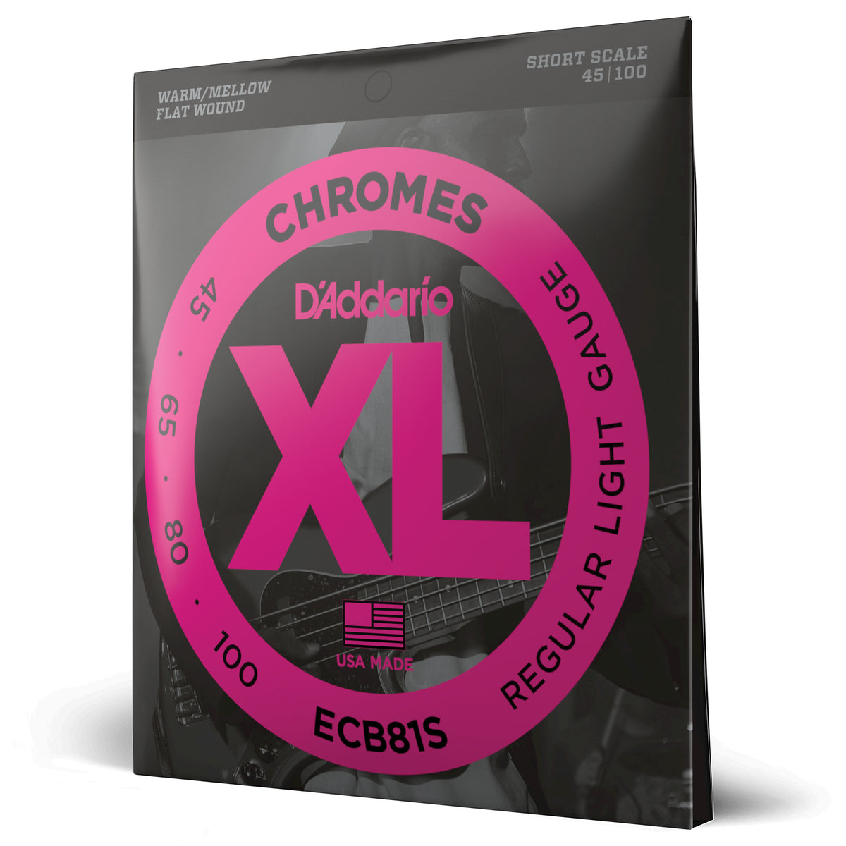 Juego Cuerdas Guitarra Bajo D'Addario Chromes, Escala Corta Tension Blanda ECB81S