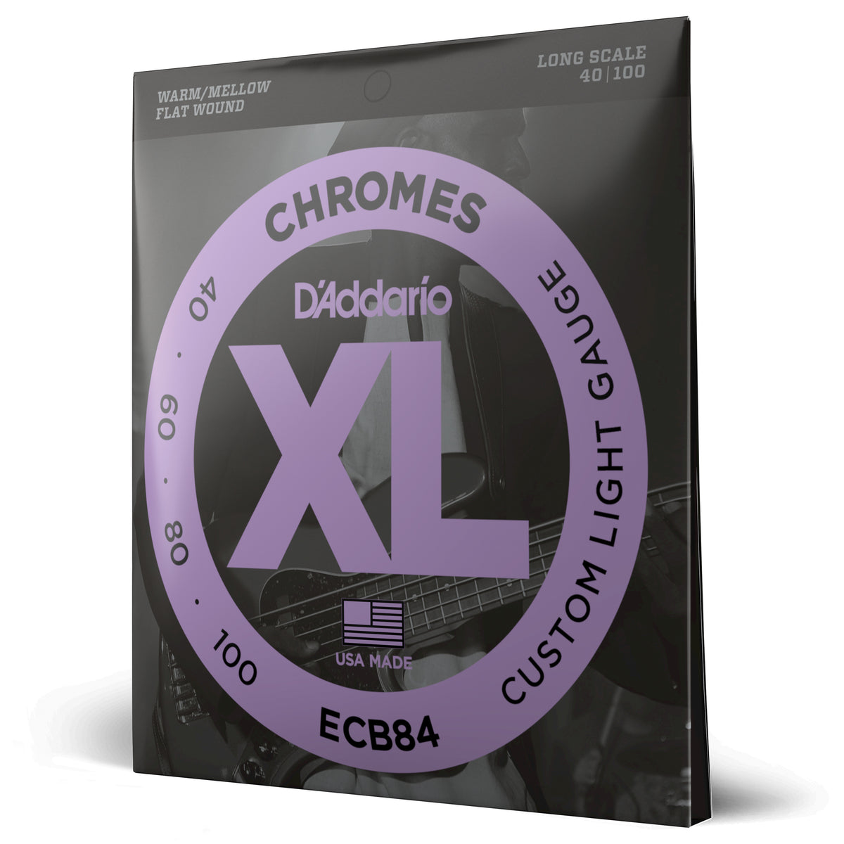 Juego Cuerdas Guitarra Bajo D'Addario Chromes, Escala Larga Tension Blanda Personalizada ECB84