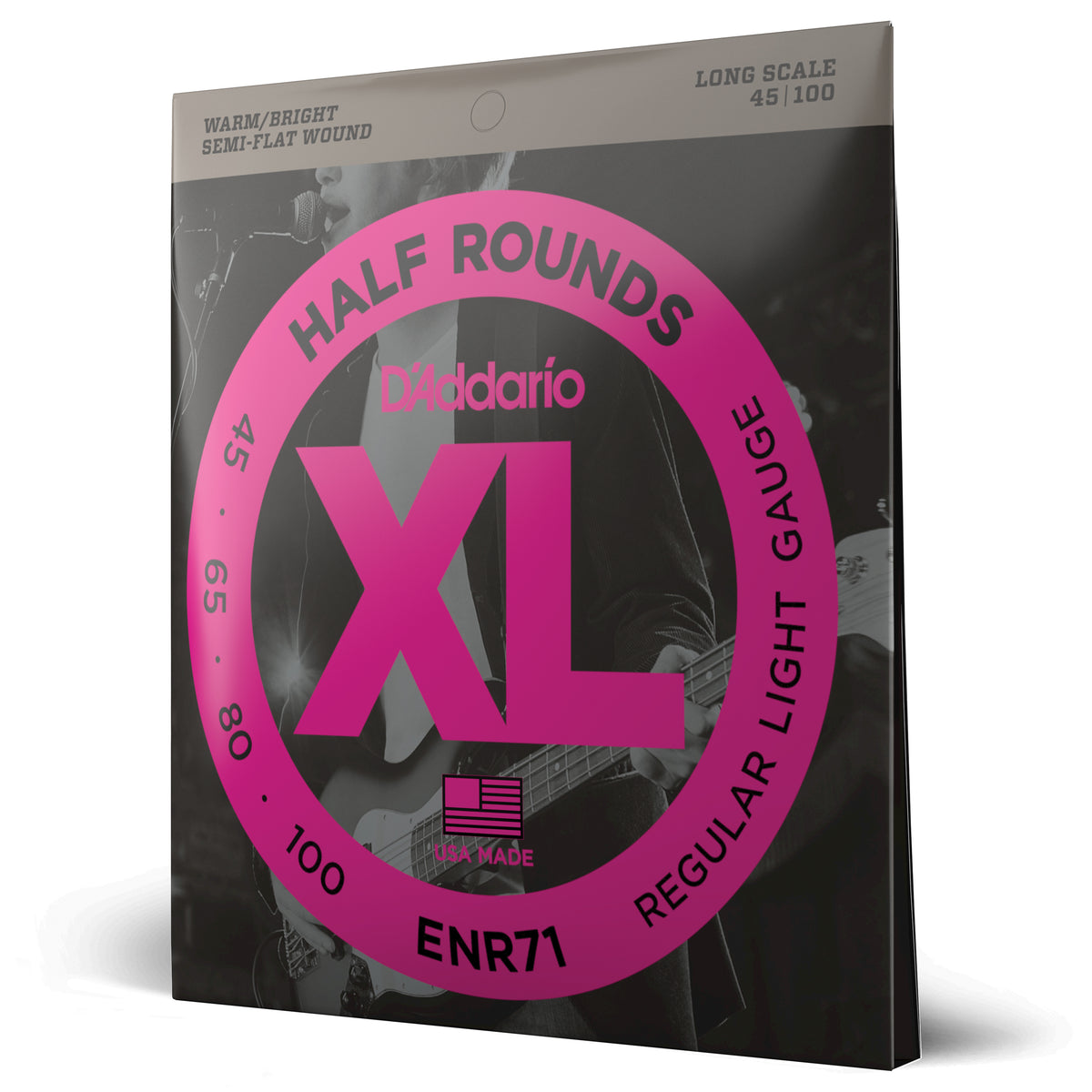 Juego Cuerdas Guitarra Bajo D'Addario Semirredondo, Escala Larga Tension Blanda ENR71