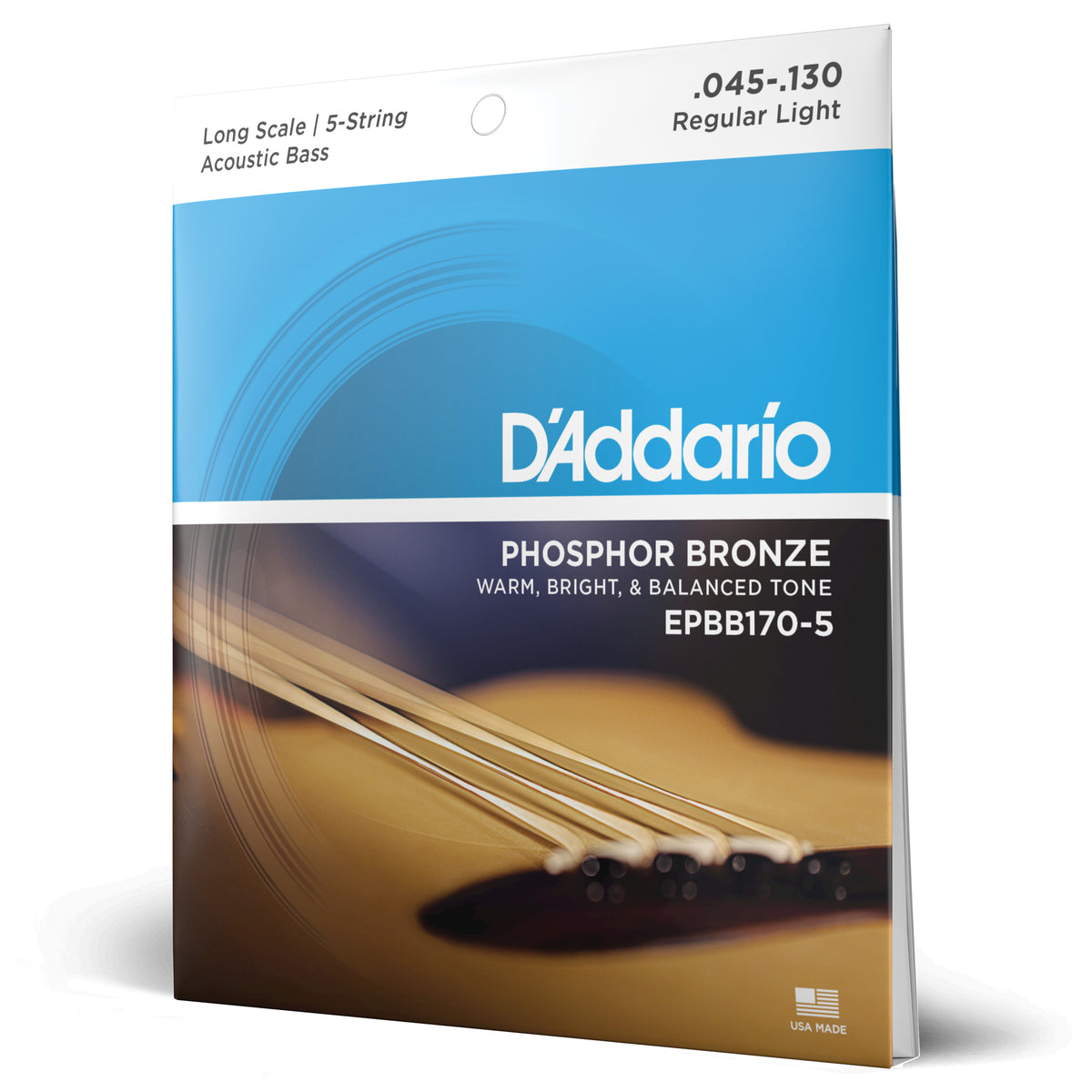 Juego Cuerdas Contrabajo 4/4 D'Addario EPBB170-5 Bronce Fosforado 5 Cuerdas, Escala Larga, 45-130