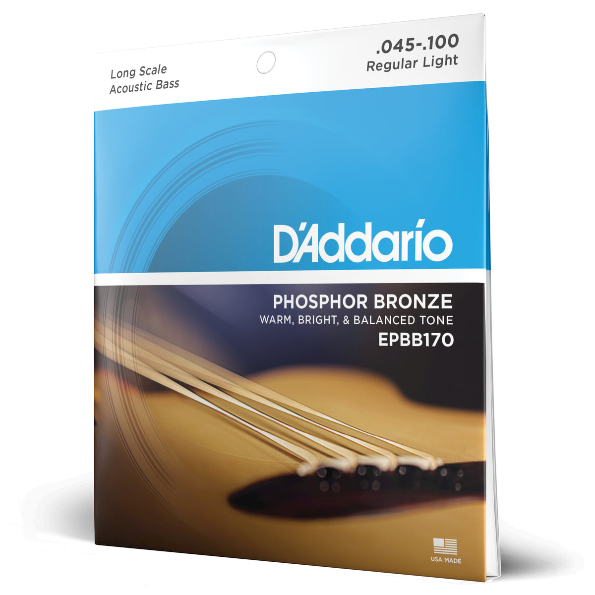 Juego Cuerdas Contrabajo 4/4 D'Addario EPBB170 Bronce Fosforado, Escala Larga, 45-100