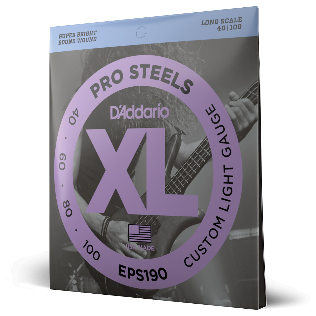 Juego Cuerdas Guitarra Bajo D'Addario ProSteels, Escala Larga Tension Blanda Personalizada EPS190