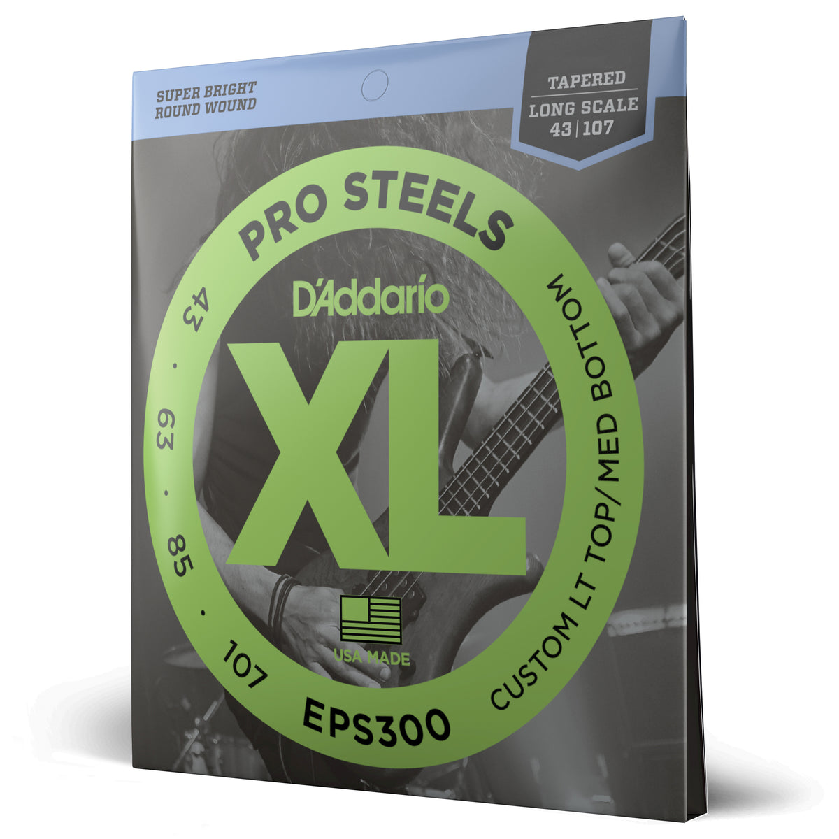 Juego Cuerdas Guitarra Bajo D'Addario ProSteels, Escala Larga Tension Blanda Personalizada EPS300