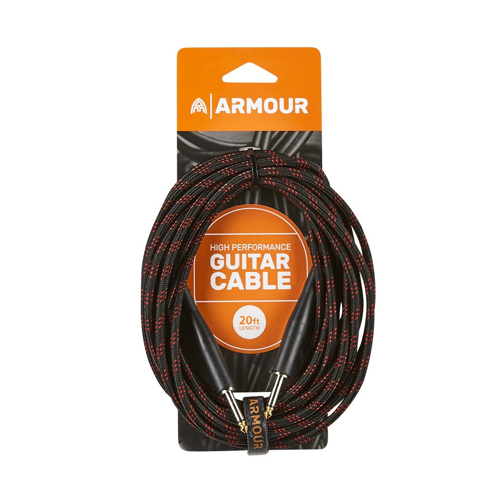 Cable Instrumento Ashton Jack - Jack 6m Tela Rojo y Negro GW20R