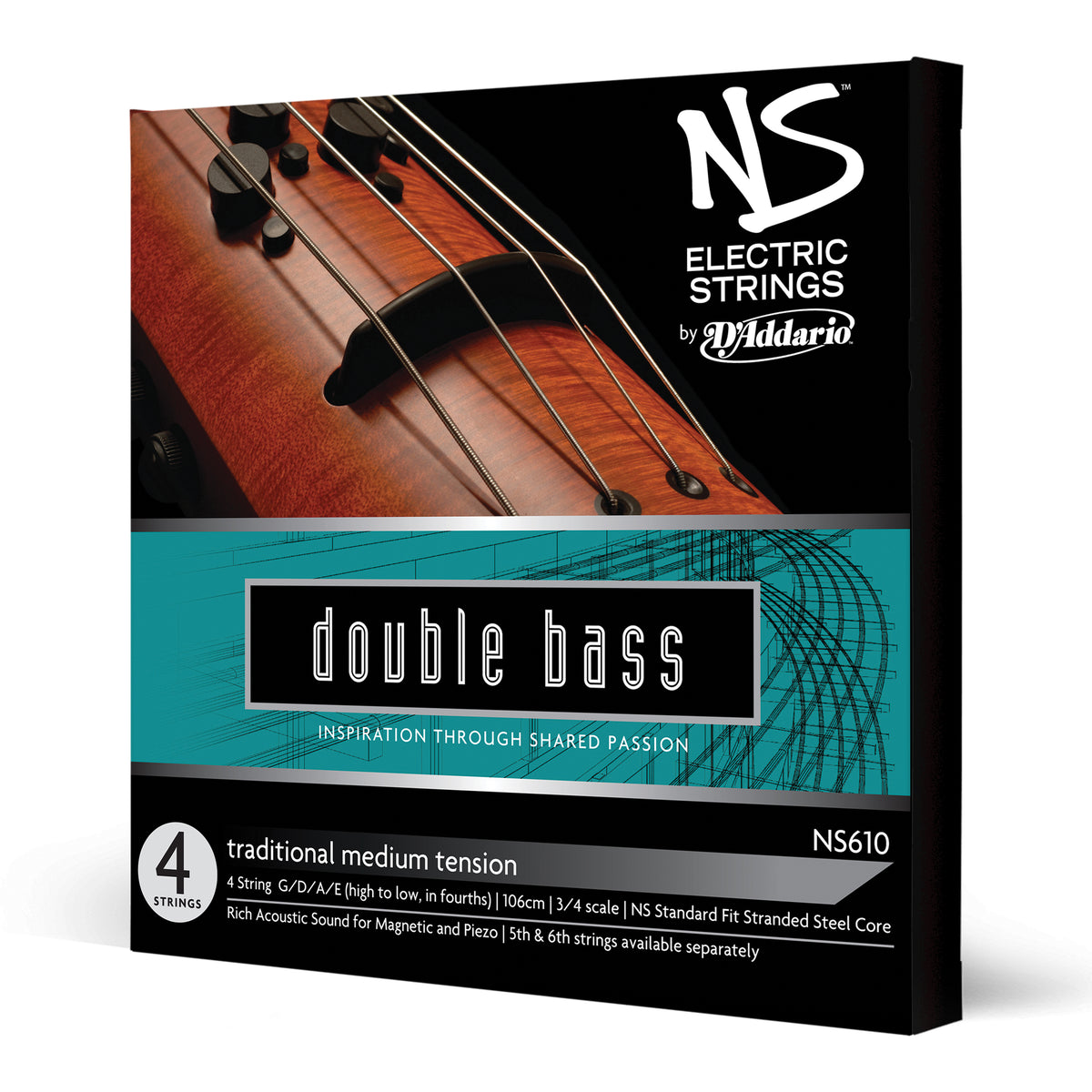 Juego Cuerdas Contrabajo 3/4 D'Addario NS Electric Traditional Tension Media