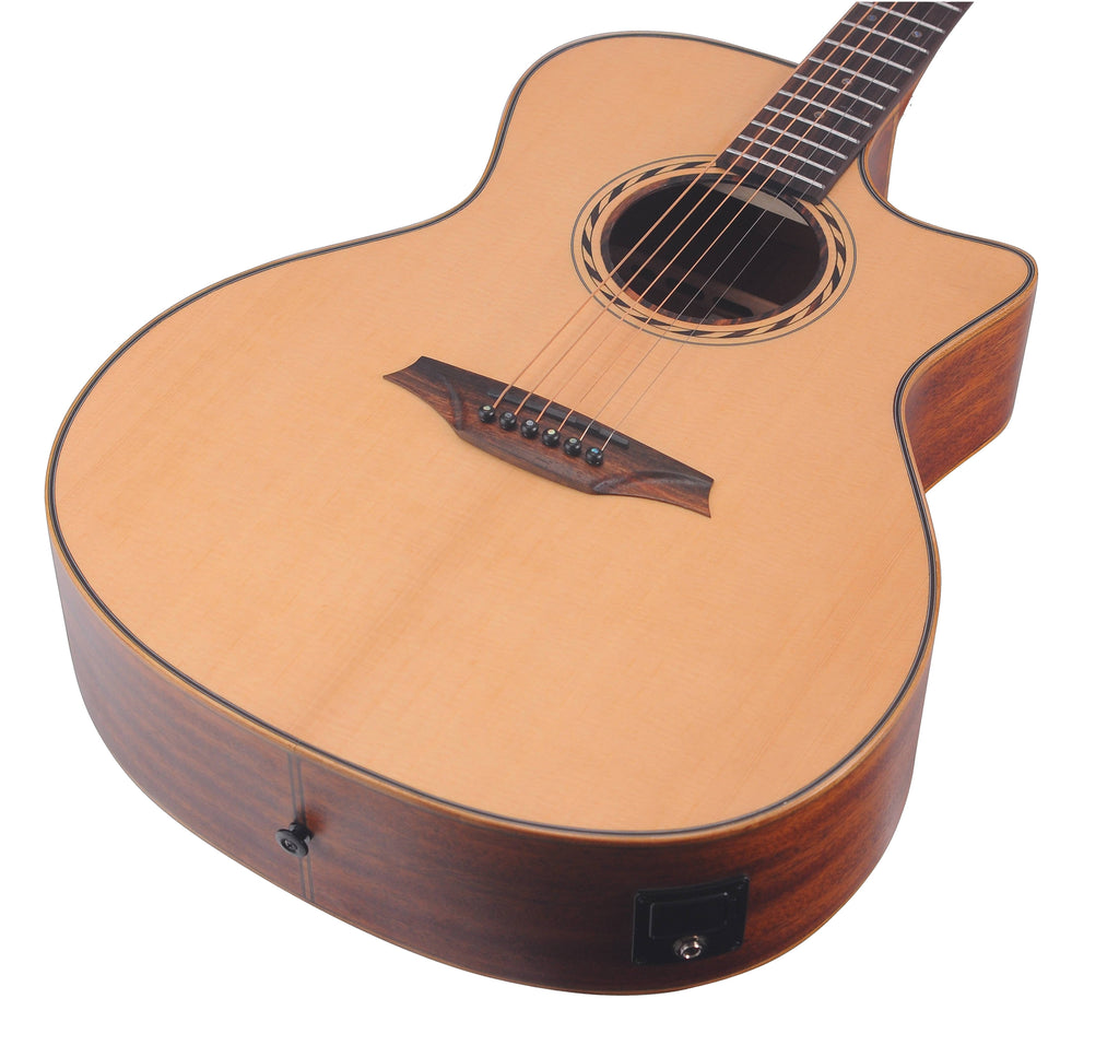 Guitarra Electroacustica Bromo Tahoma Grand Auditorium Cutaway Tapa Maciza Abeto BAT2CE