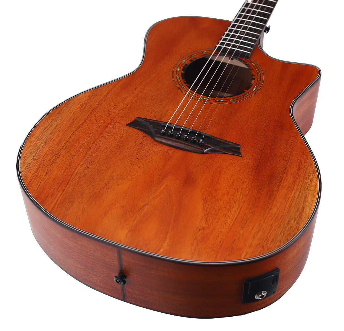 Guitarra Electroacustica Bromo Tahoma Grand Auditorium Cutaway Tapa Maciza Caoba BAT2MCE