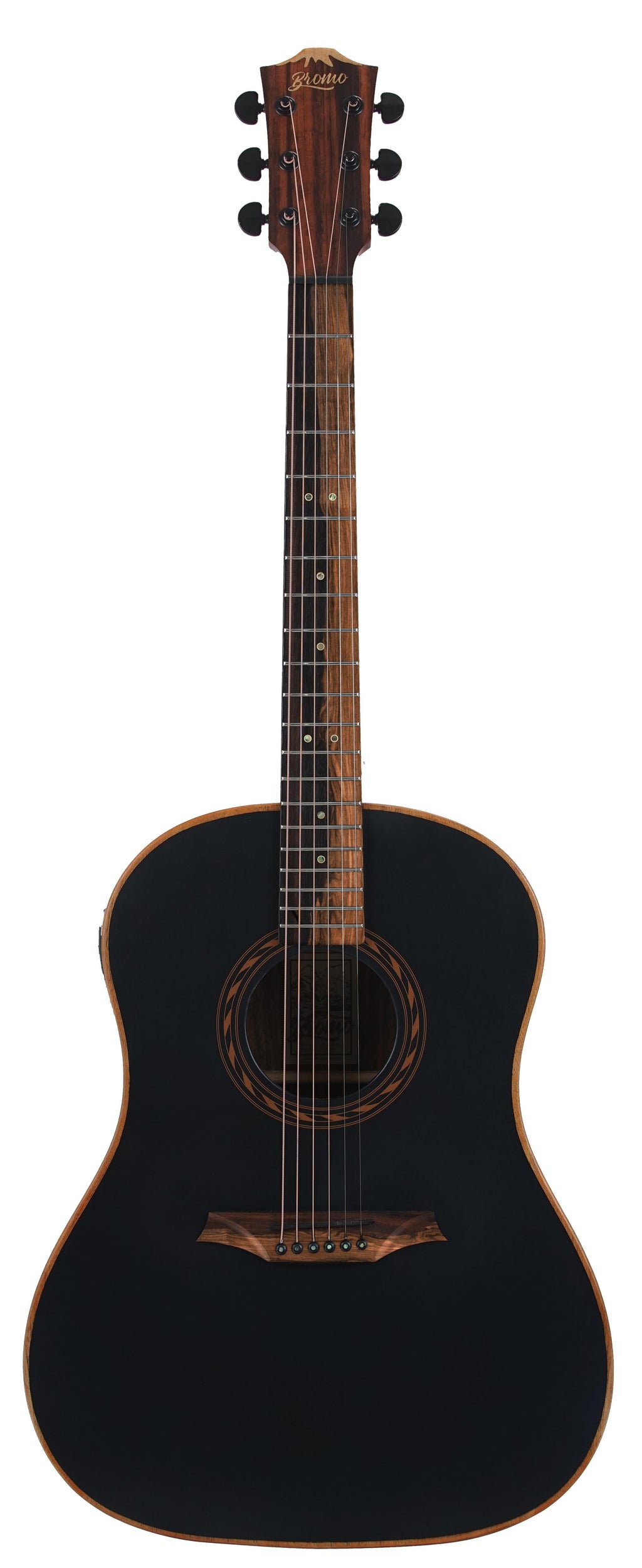 Guitarra Electroacustica Bromo Tahoma Round Shoulder Tapa Maciza Caoba Negra BAT9MEBK - vista 5