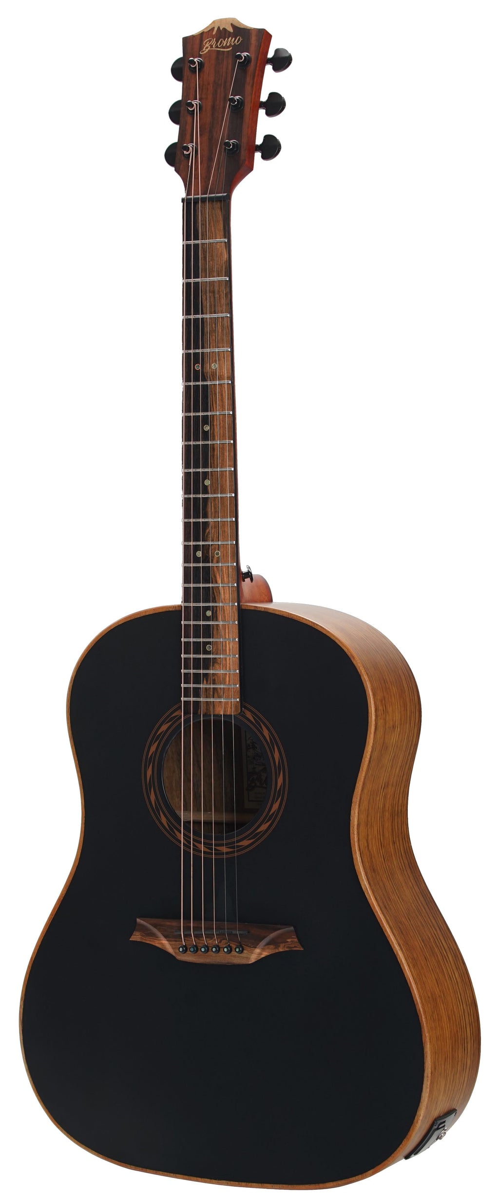 Guitarra Electroacustica Bromo Tahoma Round Shoulder Tapa Maciza Caoba Negra BAT9MEBK
