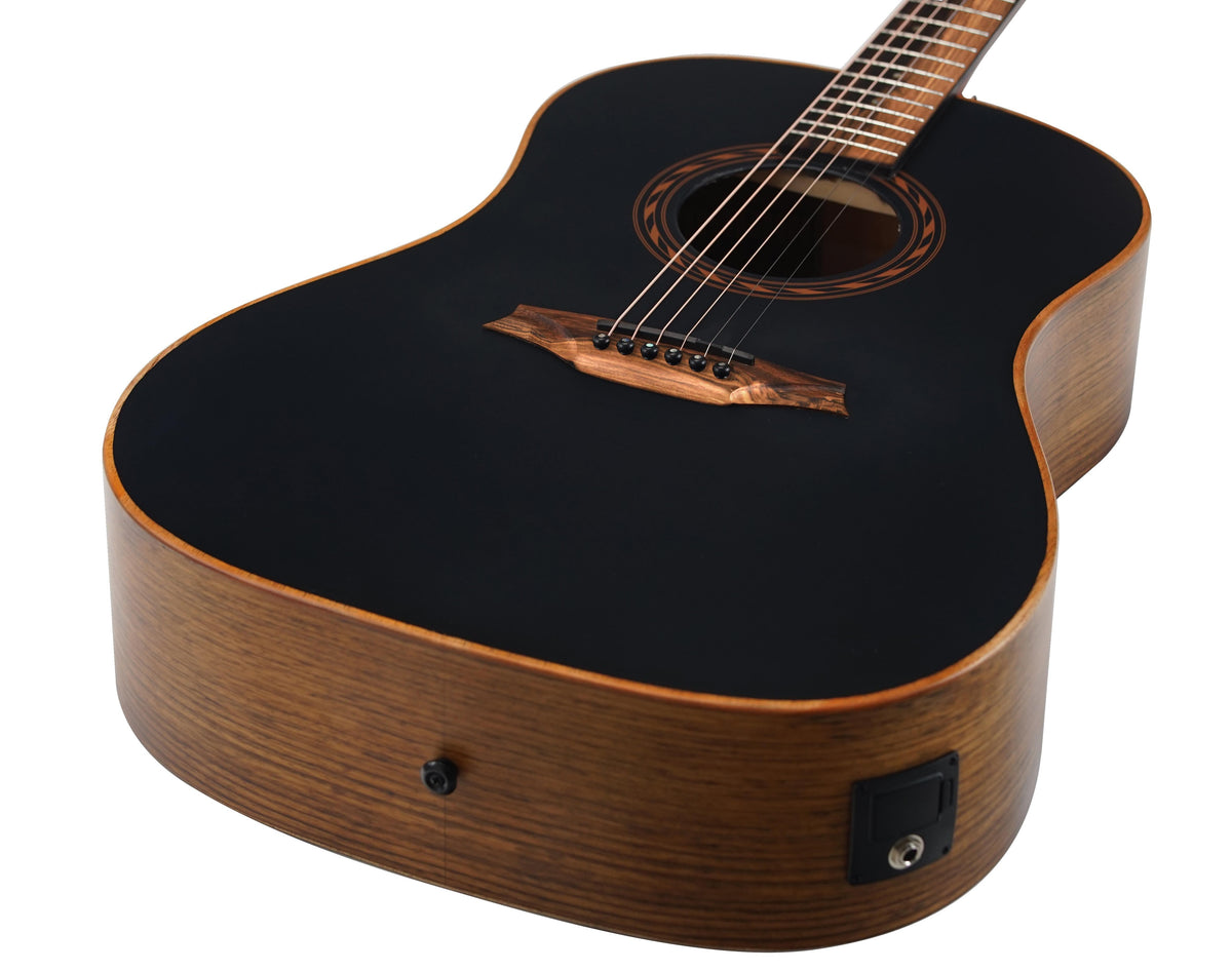 Guitarra Electroacustica Bromo Tahoma Round Shoulder Tapa Maciza Caoba Negra BAT9MEBK - vista 3