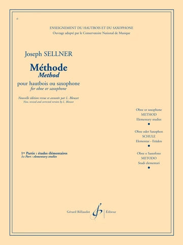 Metodo para Oboe o Saxofon Vol. 1. Sellner, J.