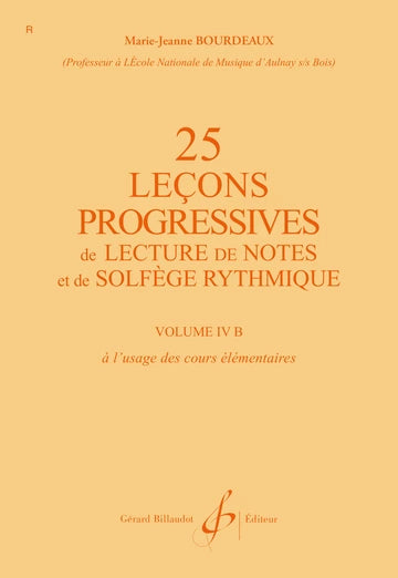Portada de 25 Lecciones Progresivas Vol. 4B, Marie-Jeanne Bourdeaux (Éditions Gérard Billaudot)
