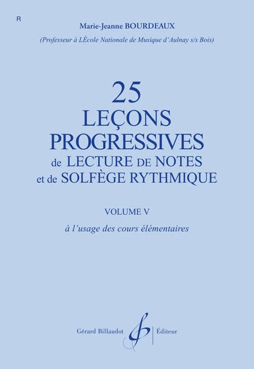 Portada de 25 Lecciones Progresivas Vol. 5, Marie-Jeanne Bourdeaux (Éditions Gérard Billaudot)