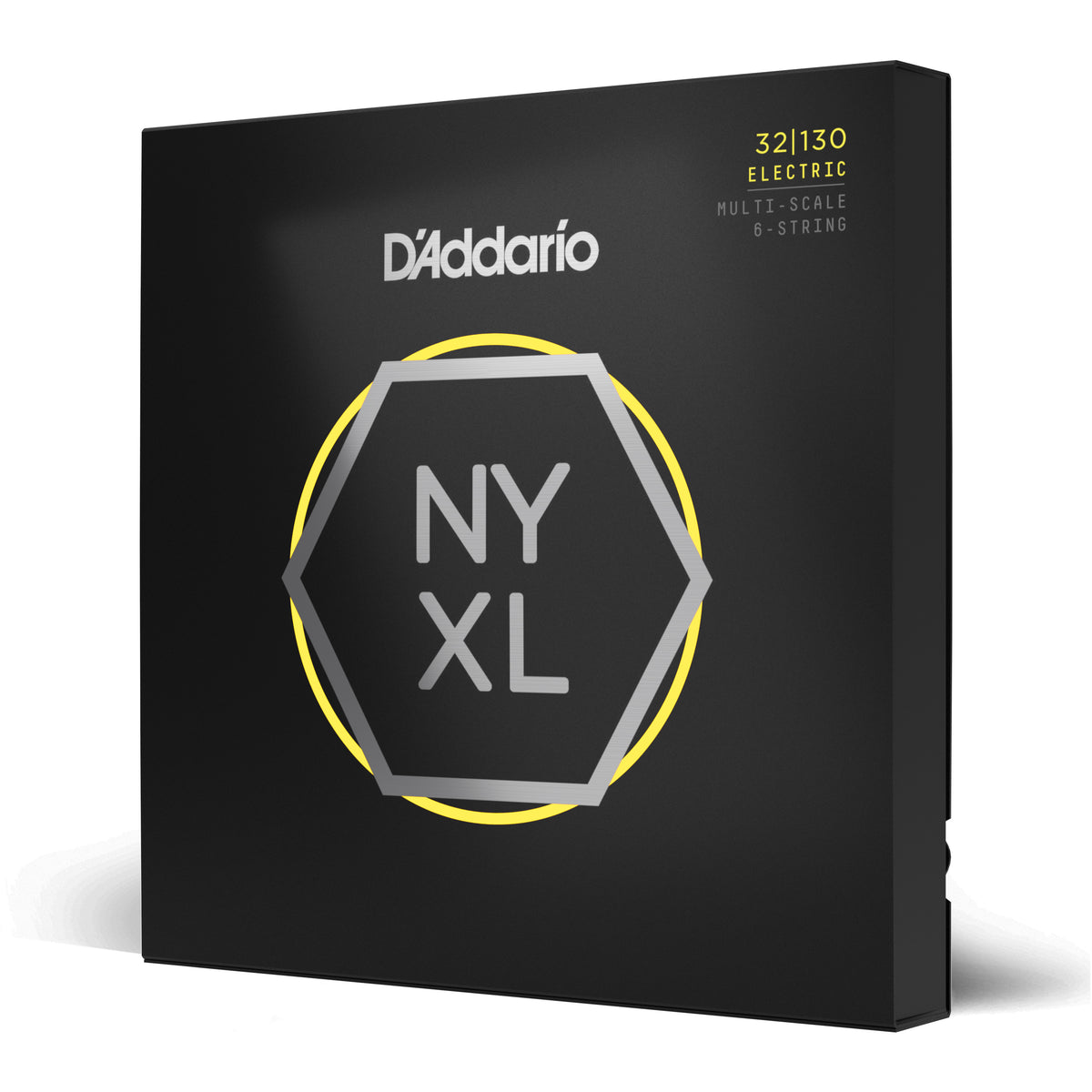 Juego Cuerdas Guitarra Bajo D'Addario 6 Cuerdas, Multiescala, NYXL Tension Hibrida Blanda NYXL32130MS