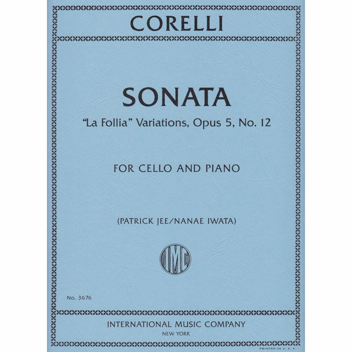 Sonata "La Follia" Variations Op.5 Nº 12 para Violonchelo. Corelli, A.