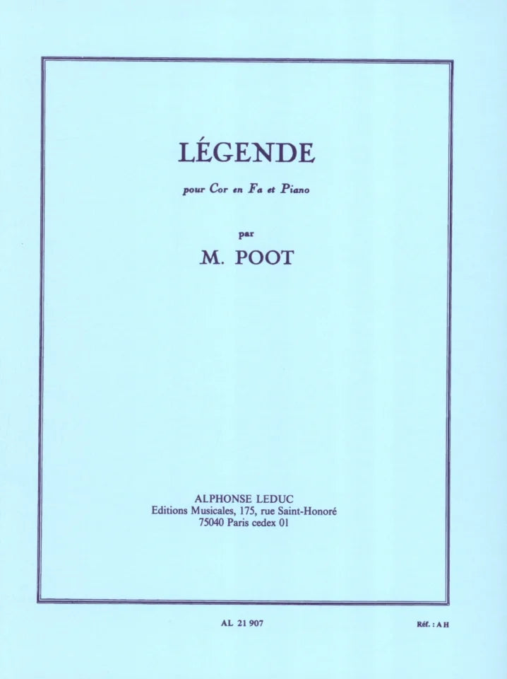 Legende por Cor en Fa et Piano. Poot, M.